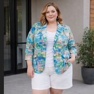Coldwater Creek Colorful Abstract Women's Blazer